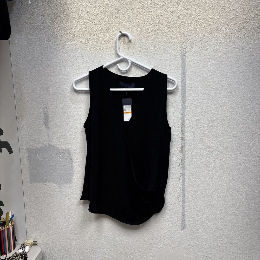 Rachel Roy Black Top S Cut Asymmetric Bottom New Sleeveless V Neck Pullover